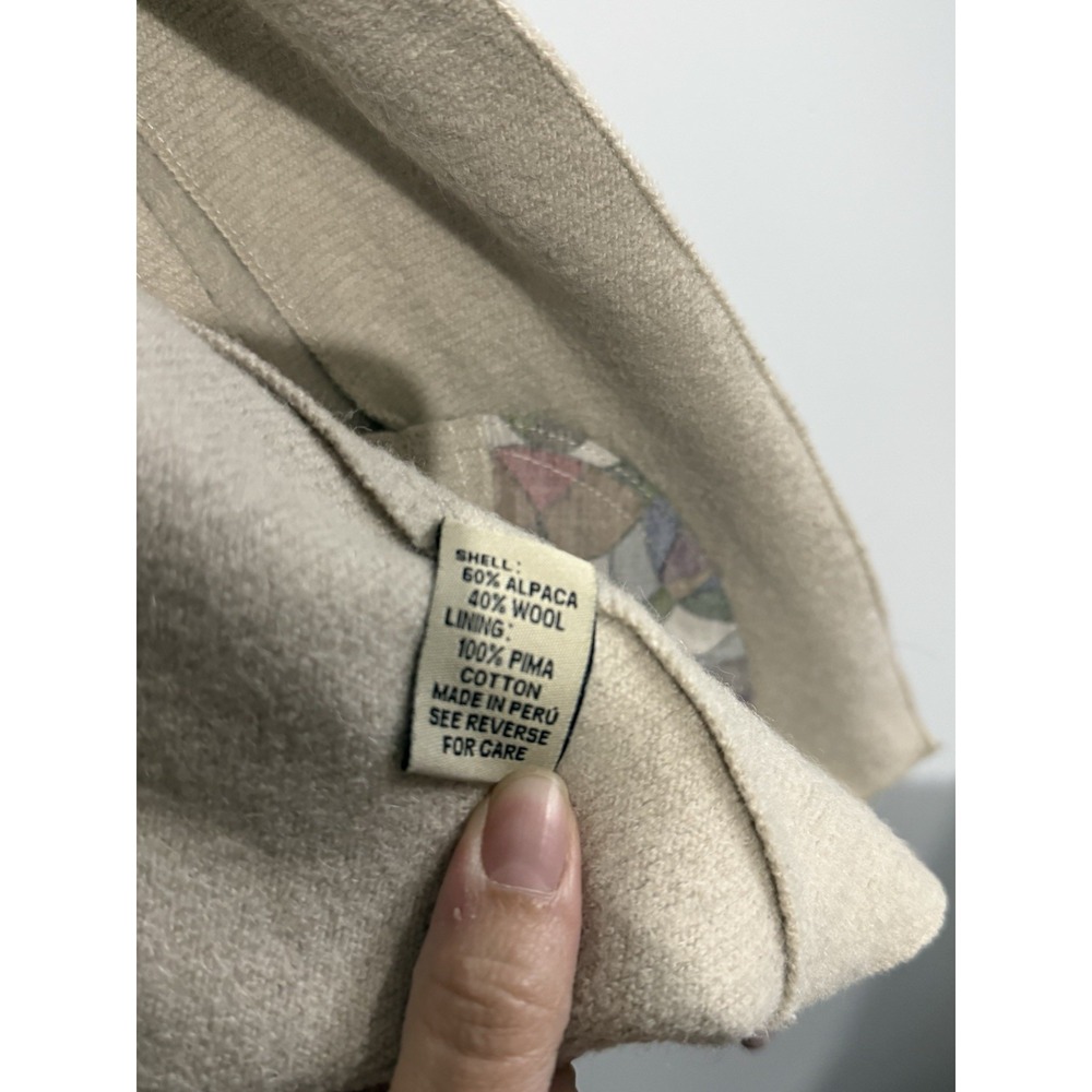 Beyond Threads  Jacket Womens M Beige Alpaca Wool Blend Ruffle Zip A-Symmetrical - Picture 4 of 5